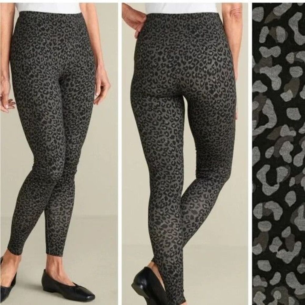 Soft Surroundings Women's Size Small 6-8 Leggings Pant Black Gray Cheetah Print